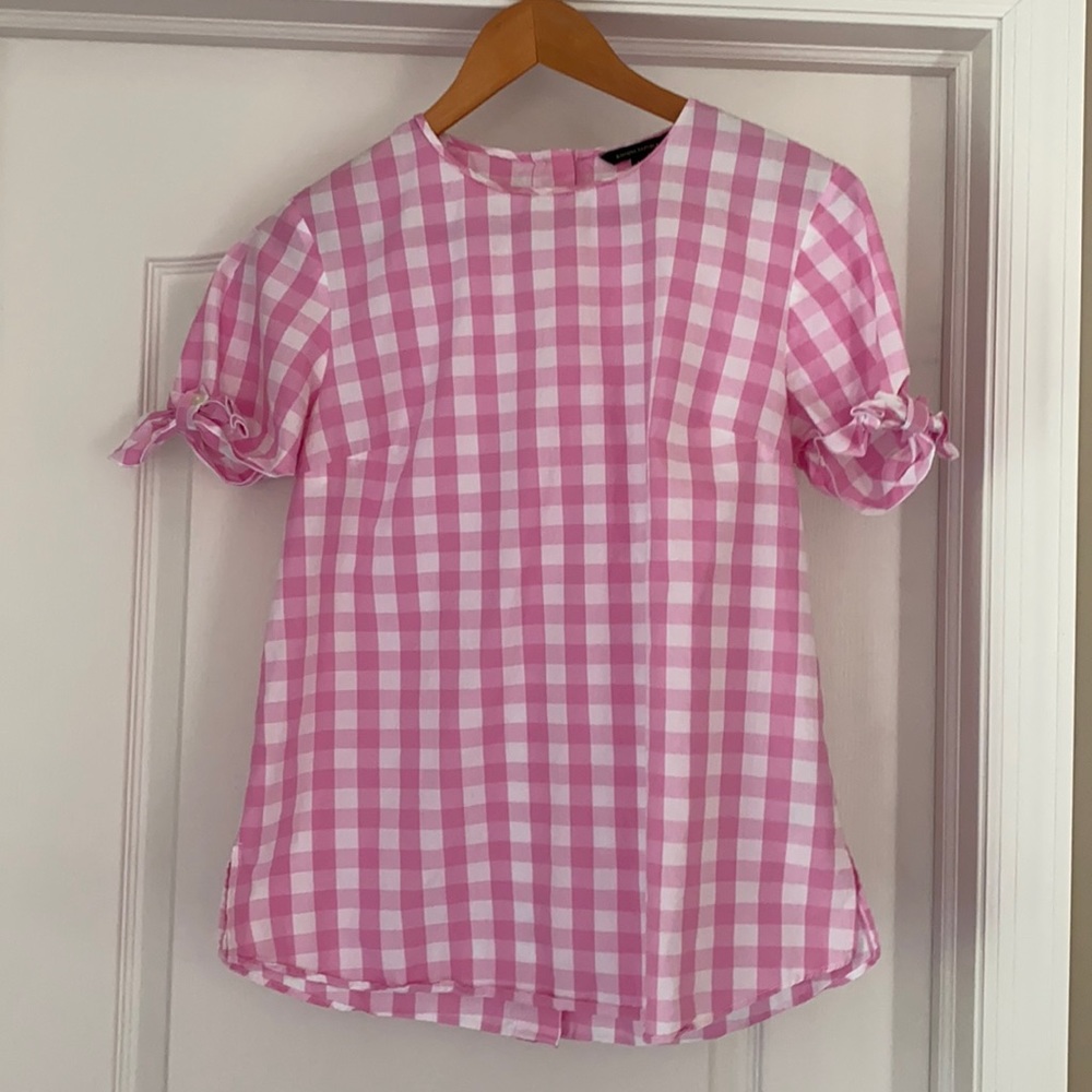 Banana Republic Pink and White Checked Blouse Size M